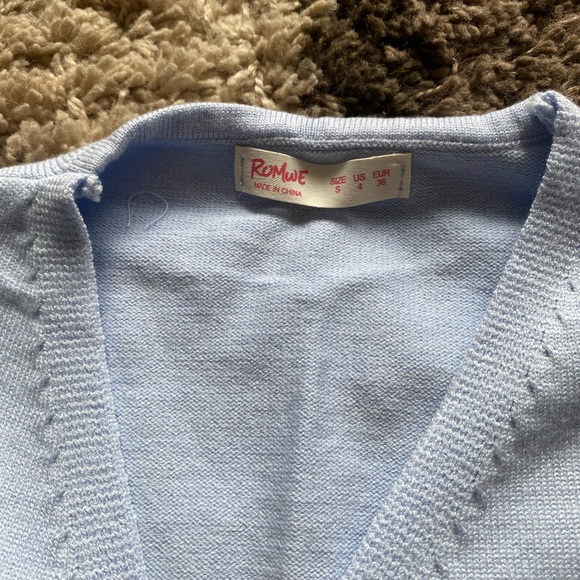 Baby Blue Knit Wrap Tie Sweater | Romwe - Picture 3 of 3